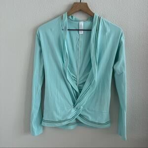 Lululemon Ivivva Open Front Bottom Knot Sweater Blue Athleisure Girls 14